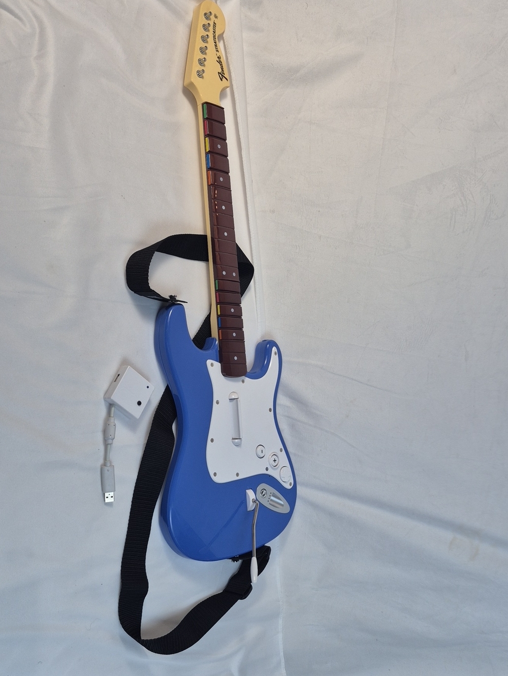Nintendo Wii Rock Band 3 Fender Stratocaster Blue Guitar 96561 with Dongle-Works